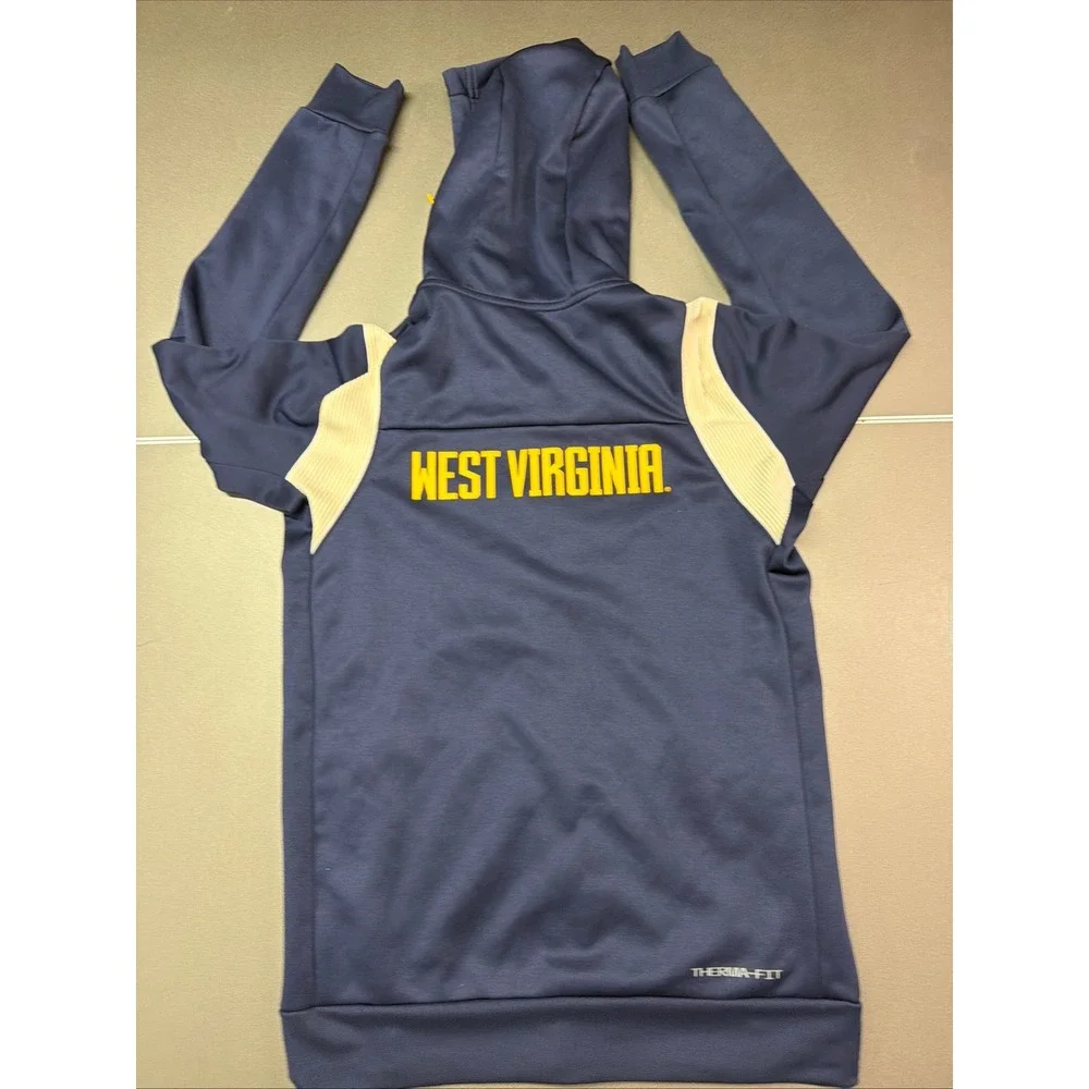 Nike‎ West Virginia Mountaineers Therma-FIT Full Zip Hoodie Navy Blue Mens Small